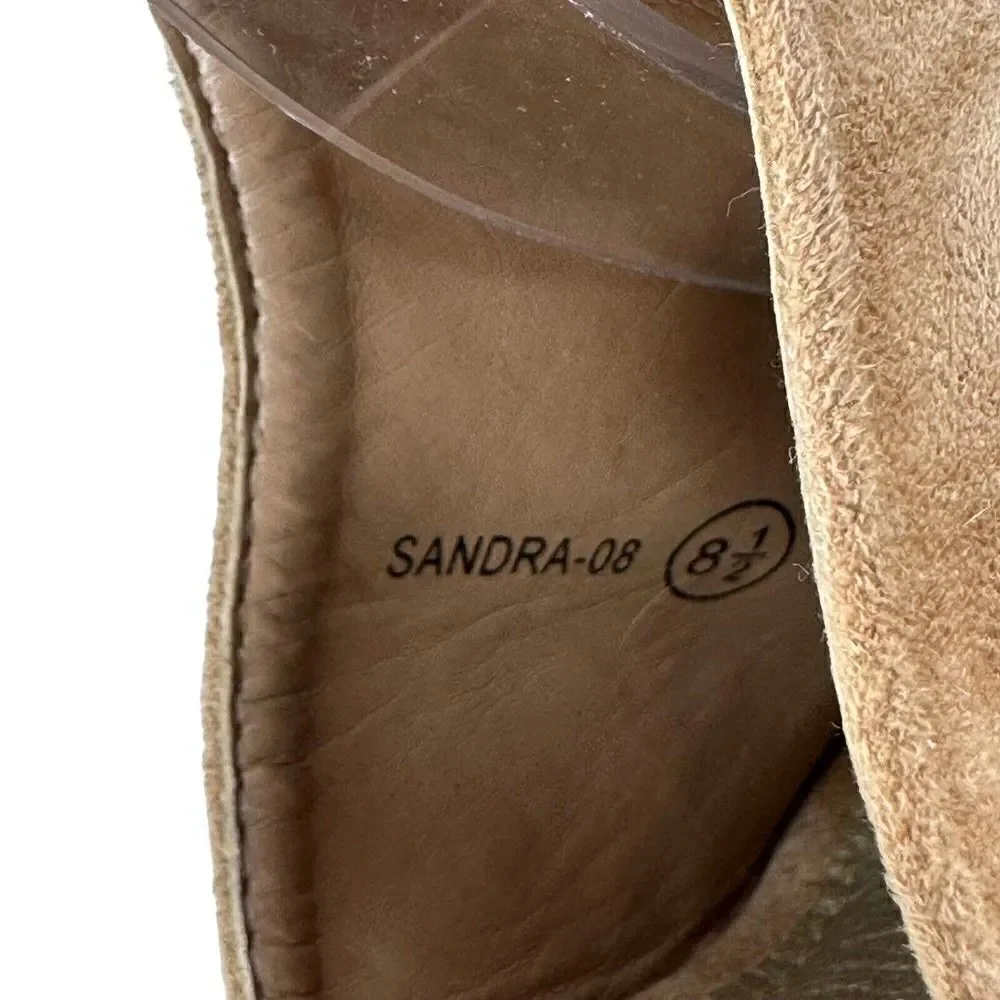 Espadrille Wedge Sandals Tan Brown Peep Toe Refresh Brand Womens Size 8.5 Boho